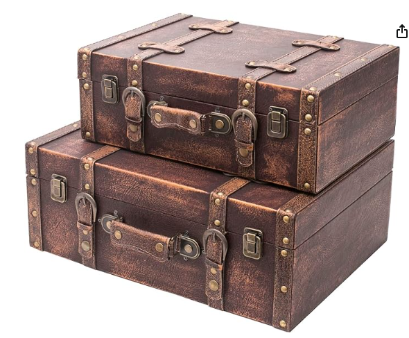 Duo de valises en bois vintage 