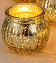 Photophore rond doré