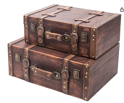 Duo de valises en bois vintage 